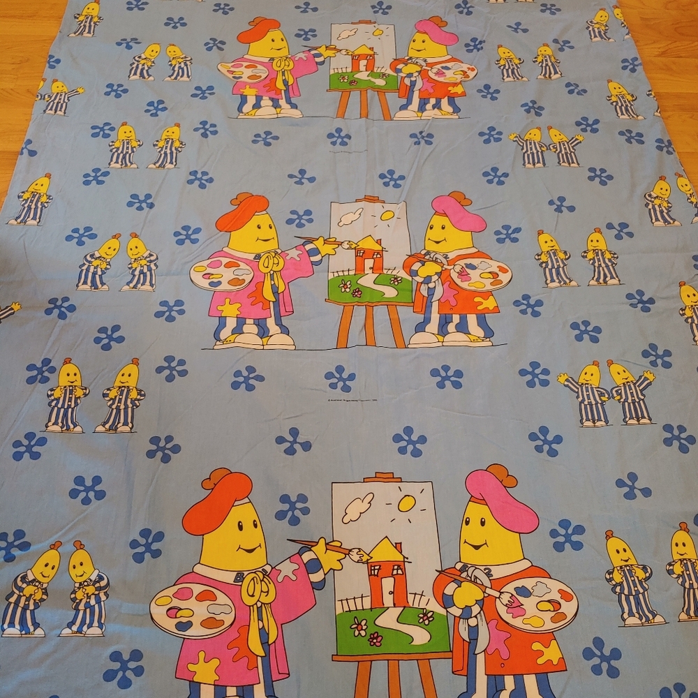 VTG rare bananas & pajamas colorful boho whimsy twin duvet cover w/ pillowcase
